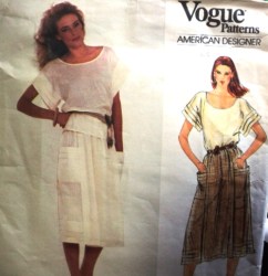2952 VOGUE ADRI WRAP POCKET A-SKIRT, PULLOVR TUCK SS TOP PATTERN  12  or 8 choice